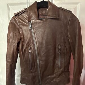 Andrew Mark Brown Leather Moto Jacket XS